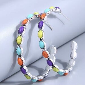 MULTI COLOR BOHEMIAN HOOP EARRINGS‎